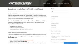 Receiving Leads from RE/MAX LeadStreet « Top Producer Campus