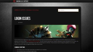 Login Issues - GARENA LOL SUPPORT