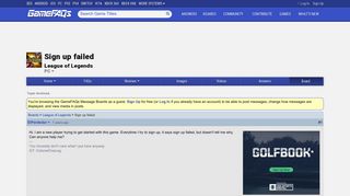Sign up failed - League of Legends Message Board for PC - GameFAQs