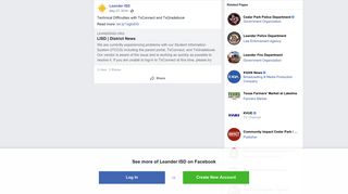 Leander ISD - Technical Difficulties with TxConnect and... | Facebook