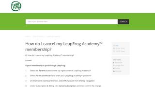 How do I cancel my LeapFrog Academy™ membership? - leapfrog