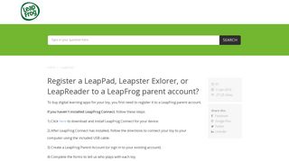 Register a LeapPad, Leapster Exlorer, or LeapReader to a LeapFrog ...