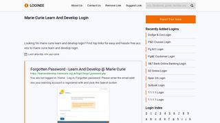 Marie Curie Learn And Develop Login
