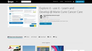 Explore it - use it - Learn and Develop @ Marie Curie Cancer Care