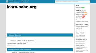BCBE Moodle: Log in to the site - learn.bcbe.org | IPAddress