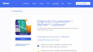 Edgenuity Courseware™ / MyPath® / UpSmart® - Clever application ...
