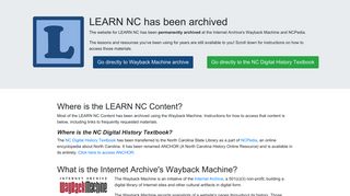 LEARN NC has been archived - UNC School of Education