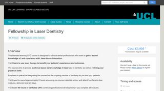 Fellowship in Laser Dentistry - UCL