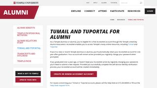 TUmail and TUportal - Alumni.Temple.edu - Temple University