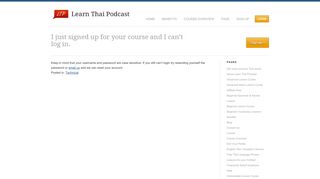 Learn Thai Podcast | I just signed up for your course and I can't log in.