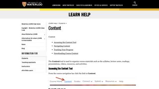 Content | LEARN Help | University of Waterloo