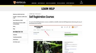 Self Registration Courses | LEARN Help | University of Waterloo