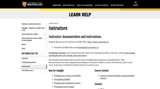Instructors | LEARN Help | University of Waterloo