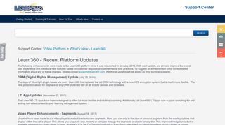 Learn360 - Recent Platform Updates - Infobase Support
