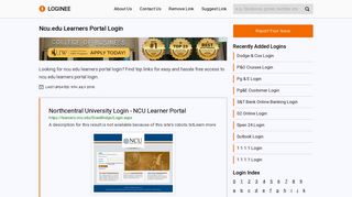 Ncu.edu Learners Portal Login