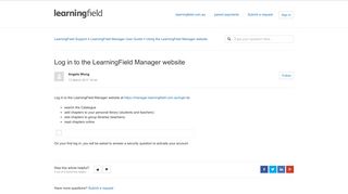 Log in to the LearningField Manager website – LearningField Support