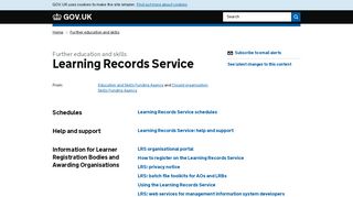 Further education and skills: Learning Records Service - GOV.UK