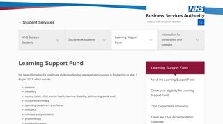 Learning Support Fund | NHSBSA