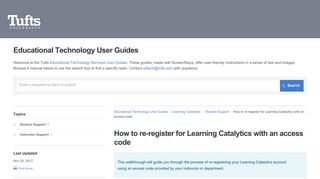 How to re-register for Learning Catalytics with an access code ...