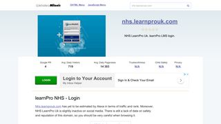 Nhs.learnprouk.com website. LearnPro NHS - Login.