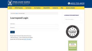 Learnspeed Login - Rhode Island Tutorial and Educational Services