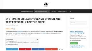 Systeme.io or Learnybox? My opinion and test especially for the price!