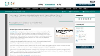 Courtesy Delivery Made Easier with LeasePlan Direct - PR Web