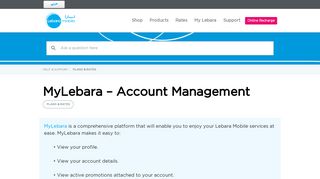 MyLebara - Account Management - Lebara Mobile KSA