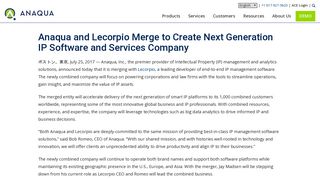 Anaqua and Lecorpio Merge to Create Next Generation IP Software ...