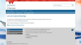 Lecture Capture Bookings - University of Warwick