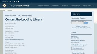 Contact the Ledding Library | City of Milwaukie Oregon Official Website