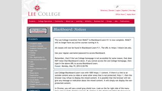 Blackboard: Notices | Lee College