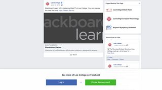 Lee College - Blackboard Learn 9.1 is replacing WebCT at... | Facebook