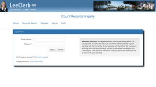 Log in - Lee County Clerk of Courts Records Inquiry