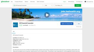 Lee Health ER Financial Counselor Job in Fort Myers, FL | Glassdoor