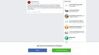 Lee University - Microsoft has upgraded our student email... | Facebook