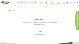 Login Portal for Staff and Customers | Wesley Mission Queensland