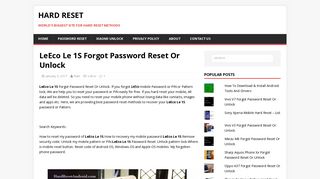 LeEco Le 1S Forgot Password Reset Or Unlock