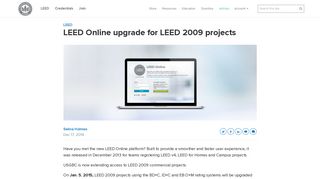 LEED Online upgrade for LEED 2009 projects | U.S. Green Building ...