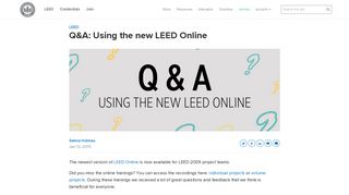 Q&A: Using the new LEED Online | U.S. Green Building Council