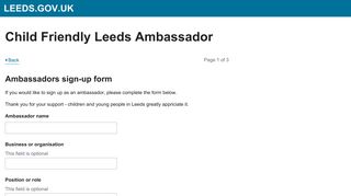 Ambassadors form - Leeds City Council