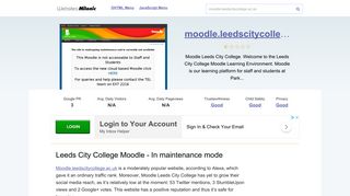 Moodle.leedscitycollege.ac.uk website. Leeds City College Moodle ...