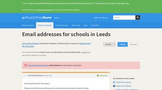 Email addresses for schools in Leeds - a Freedom of Information ...