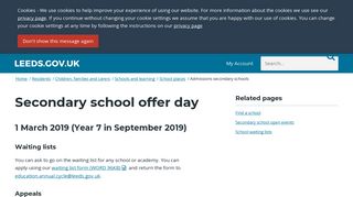 Apply for a secondary school - Leeds City Council