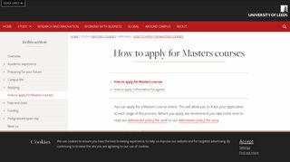 University of Leeds | Study > Masters courses > Applying > How to ...