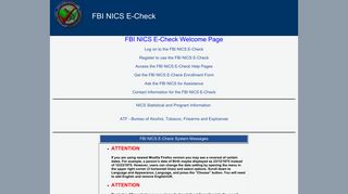 FBI NICS E-Check System - Welcome Page