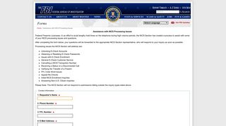 FBI Forms — Assistance with NICS Processing Issues