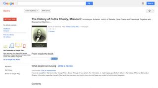 The History of Pettis County, Missouri: Including an Authentic ...