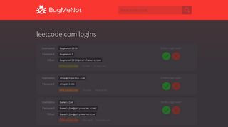 leetcode.com passwords - BugMeNot