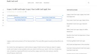 Legacy Credit Card Login | Legacy Visa Credit Card Apply Now - Bank ...
